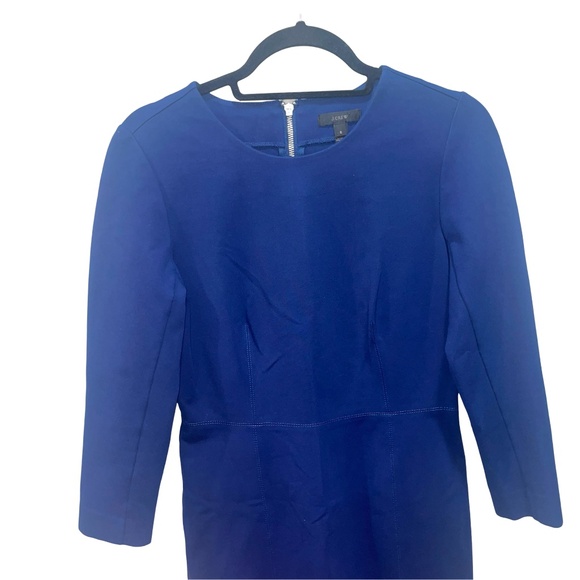 J.Crew Midnightl Blue Pencil Structured Knit Zipper Detail Scuba Mini Dress Sz 6 - Picture 4 of 15